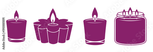  set of illustrated scented candles designed as simple graphics