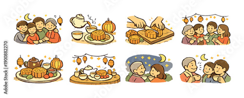 Celebrating mid-autumn festival with family and mooncakes