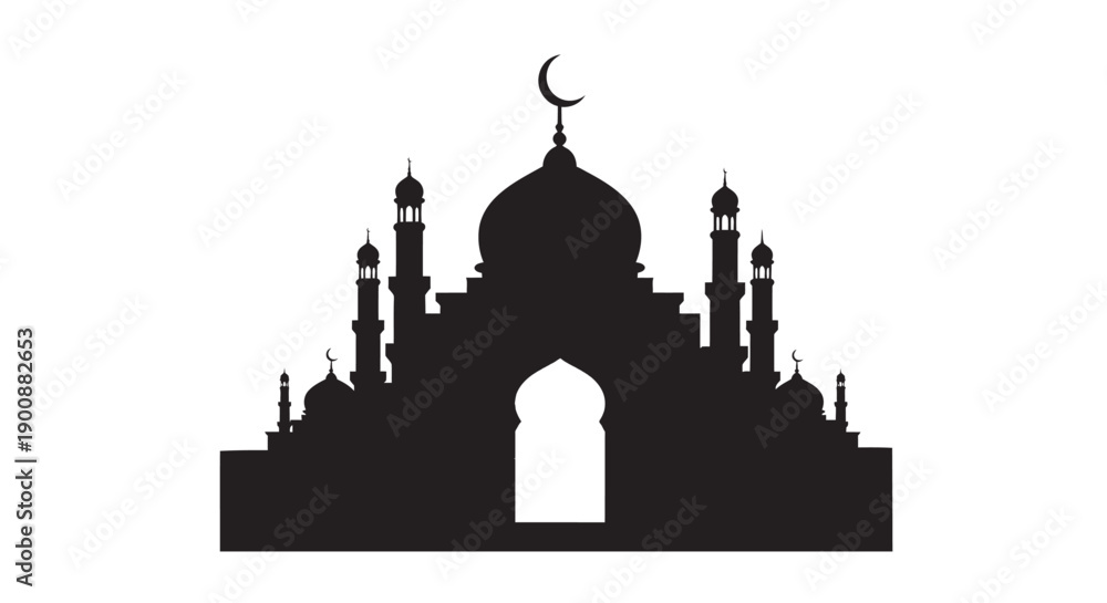 Fototapeta premium Mosque Arch Silhouette for Ramadan Decor