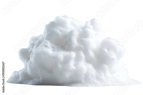 A fluffy, white cloud-like pile of foamy bubbles on a transparent background