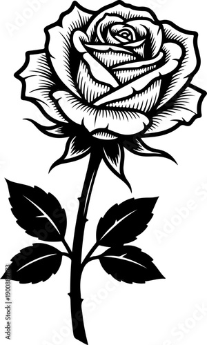 Vintage Style Rose silhouette vector illustration