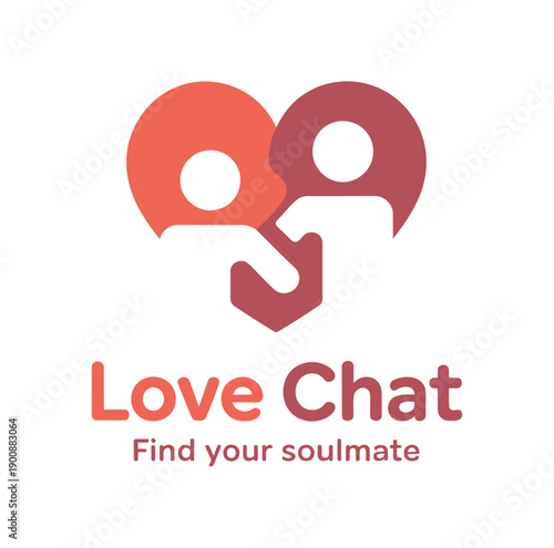 A logo for a dating app called Love Chat with a heart shaped like two speech bubbles