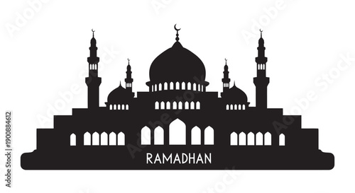 Fotografie Ramadan Emblem Silhouette for Prayer and Quran