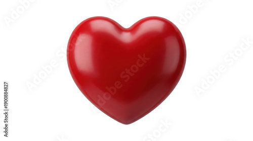 Shiny red 3d heart icon isolated on transparent background