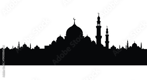 Ramadan Village Mosque Silhouette Greeting Card