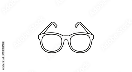 Simple Outline Drawing of Modern Eyeglasses.