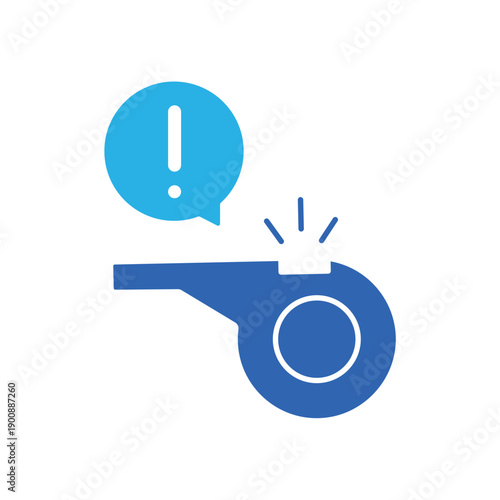 Whistleblowing icon, isolated on white background.