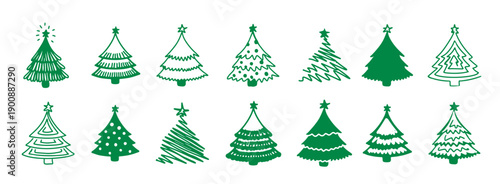 collection of christmas trees modern flat design christmas