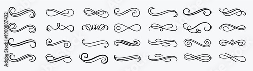 collection of hand drawn flourishes and swirls for