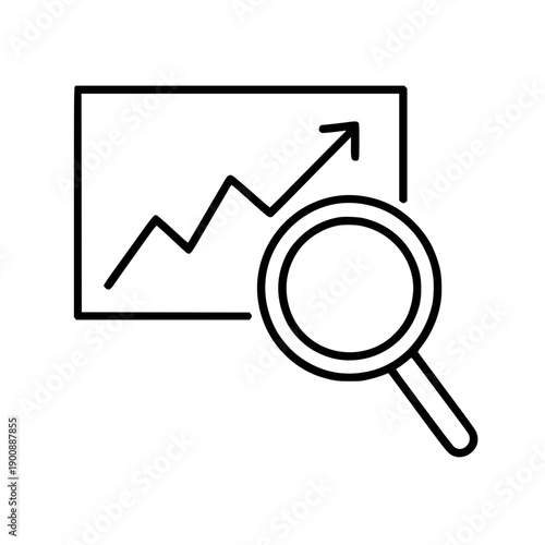Magnifying glass examining rising graph