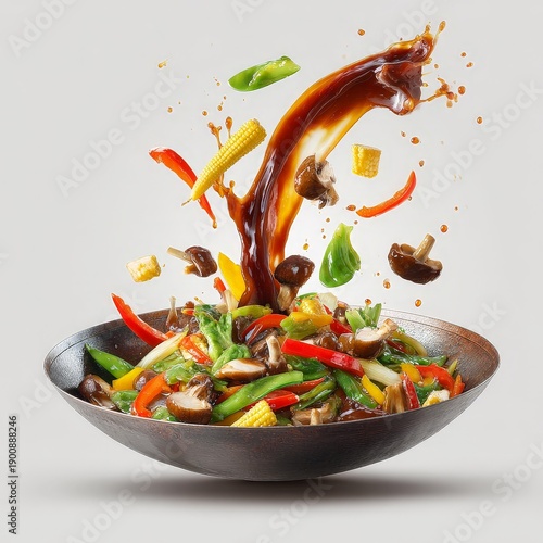 Colorful Chinese Style Stir-Fry with Vegetables and Sauce