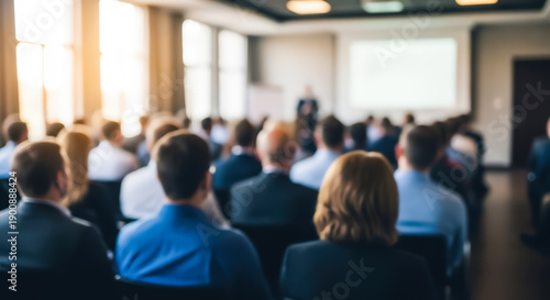 Wallpaper Mural Blurred audience attentively listening to a speaker during a business conference in a modern meeting room with natural light and professional setting Torontodigital.ca