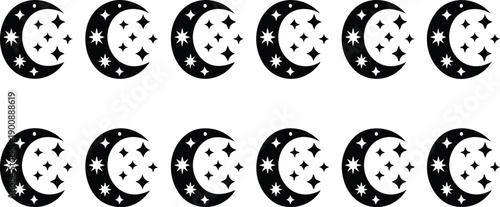 Moon Silhouettes Vector Set – Crescent Icons and Night Symbols