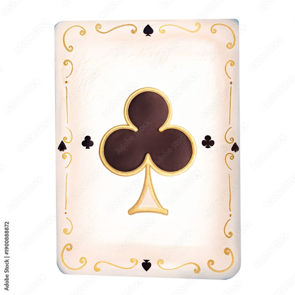 Fototapeta premium Watercolor Clubs playing card illustration, Alice in Wonderland fairytale character card isolated on white.