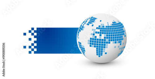 mondo, pixel, elaborazione dati, invio dati, concetto informatica, digitale, 