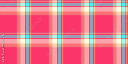 Intense plaid texture textile, overlayed check seamless vector. Micro tartan fabric background pattern in red and light yellow colors.