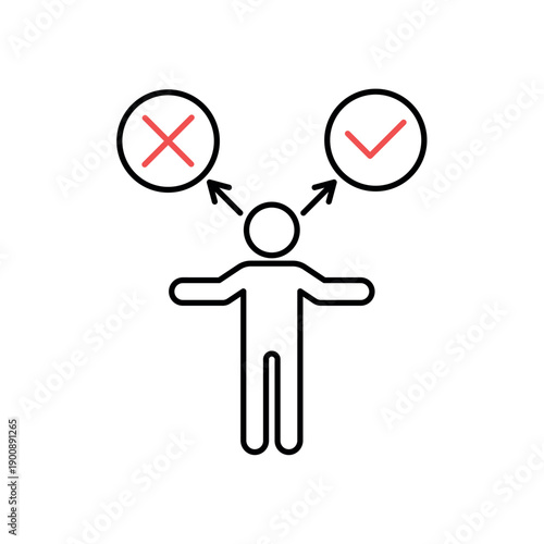 Decision making icon, isolated on white background.