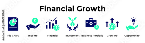 Financial Growth Banner Web Icon Vector Illustration Concept For Pie Chart, Income, Financial, Investment, Business Portfolio, Grow Up, Opportunity