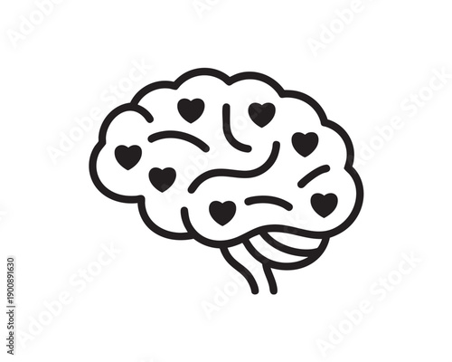 Brain with Hearts and Smiling Face