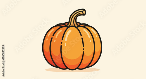 A simple, cartoon-style illustration of a vibrant orange pumpkin with a brown stem, perfect for autumn and Halloween designs.