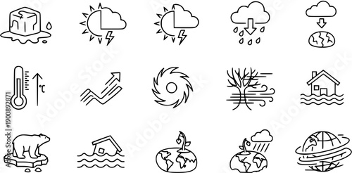 Climate Change and Natural Disaster Icons