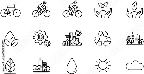 Eco-friendly and Sustainable Living Icons Set