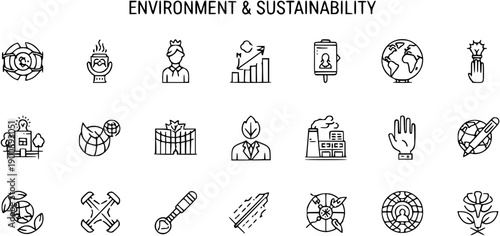 Environment  Sustainability Icons - Eco-Friendly Concepts  Green Business