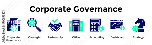 Corporate Governance Banner Web Icon Vector Illustration Concept For Corporate Governance, Oversight, Partnership, Office, Accounting, Dashboard, Strategy
