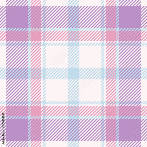 Livingroom pattern tartan plaid, canvas check seamless fabric. Infinity background texture vector textile in lavender blush and pastel colors.