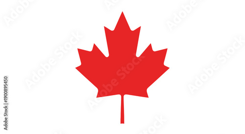 A vibrant red maple leaf symbol on a clean white background, representing Canada.