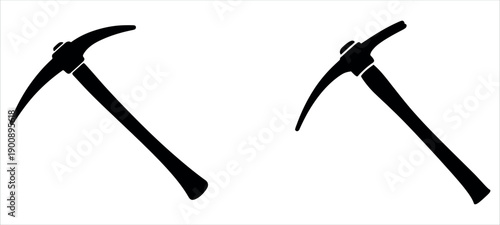 Black pickaxe,hammer  icons on white background vector illustration.