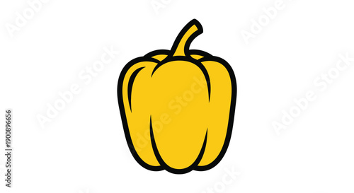 A simple illustration depicts a bright yellow bell pepper with a dark outline against a white background