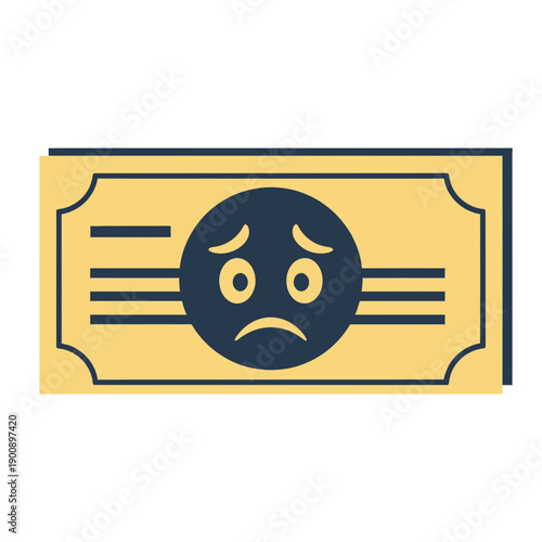 Illustration of a dollar bill with a sad face emoji in the center.