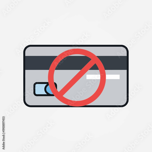 Illustration of a credit card with a prohibition symbol over it.