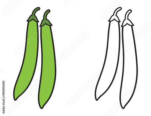 Wallpaper Mural Green Beans Coloring Page for Kids. Simple Vegetable Illustration for Children. Torontodigital.ca