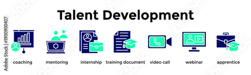 Talent Development Banner Web Icon Vector Illustration Concept For Coaching, Mentoring, Internship, Training Document, Video Call, Webinar, Apprentice