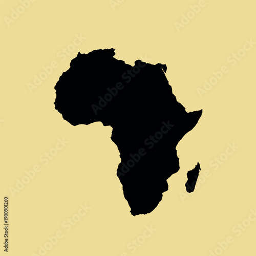 Map of Africa, sign silhouette. World Map Globe. Vector Illustration isolated on color background. African continent.