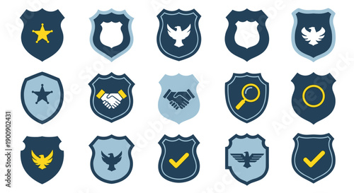 Professional Security and Police Badge Icon Collection