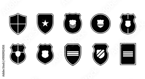 Set of Security Badges and Protection Shield Icons