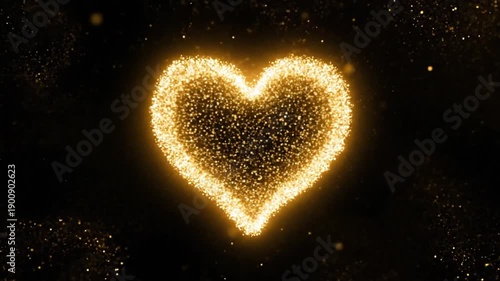 A stunning video of a glowing heart shape made of tiny lights on a dark background