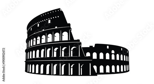 A striking black and white silhouette depicts the iconic colosseum in rome italy a symbol of ancient history