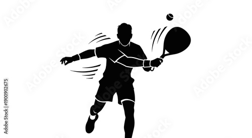 Padel Player Silhouette Jumping to Hit Ball
