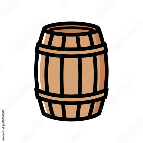Stylized Flat Color Wooden Barrel Icon