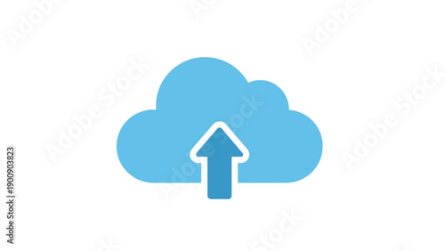Blue Cloud Icon with Upload Arrow Symbol.