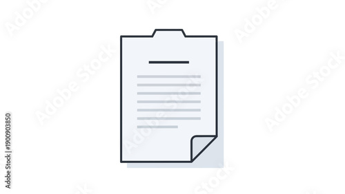 Clipboard Document with Folded Corner and Lines.