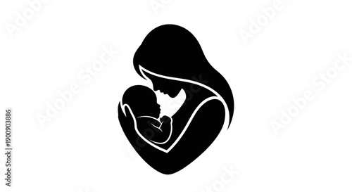 Silhouette of a Mother Holding Her Newborn Child