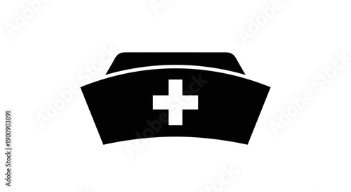 Black Nurse Hat Silhouette Icon for Medical Care