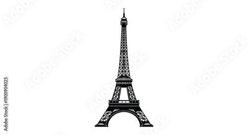A striking black and white illustration depicts the eiffel tower a renowned landmark of paris france high quality professional detailed