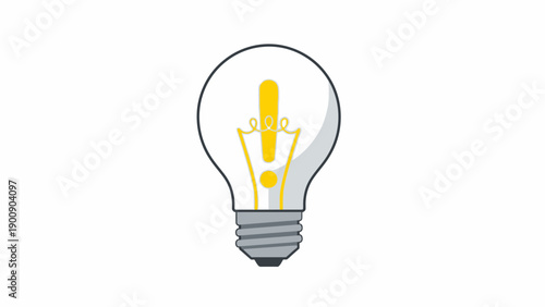 Simple Light Bulb Illustration with Yellow Filament.