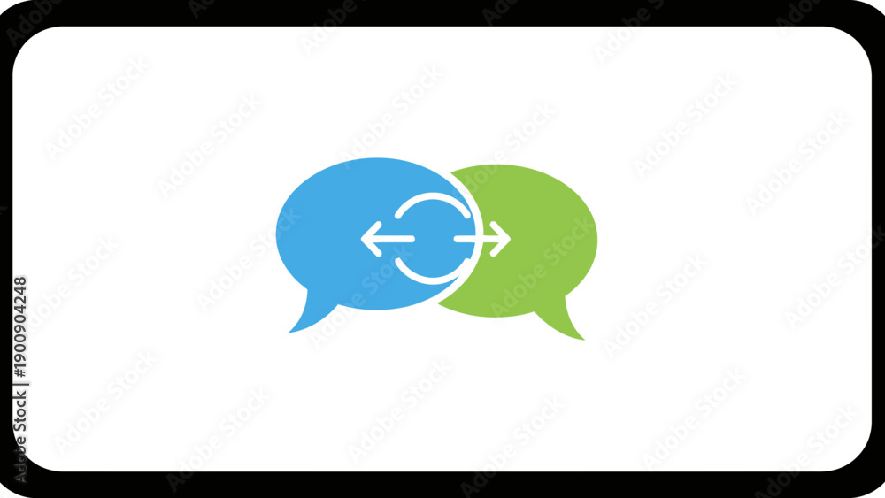 Obraz premium Blue and Green Speech Bubbles with Arrows.